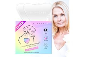Cleverfy Silicone Chest Wrinkle Pads for Décolleté - 2-Pack of V-Shape Reusable Anti-Wrinkle Patches