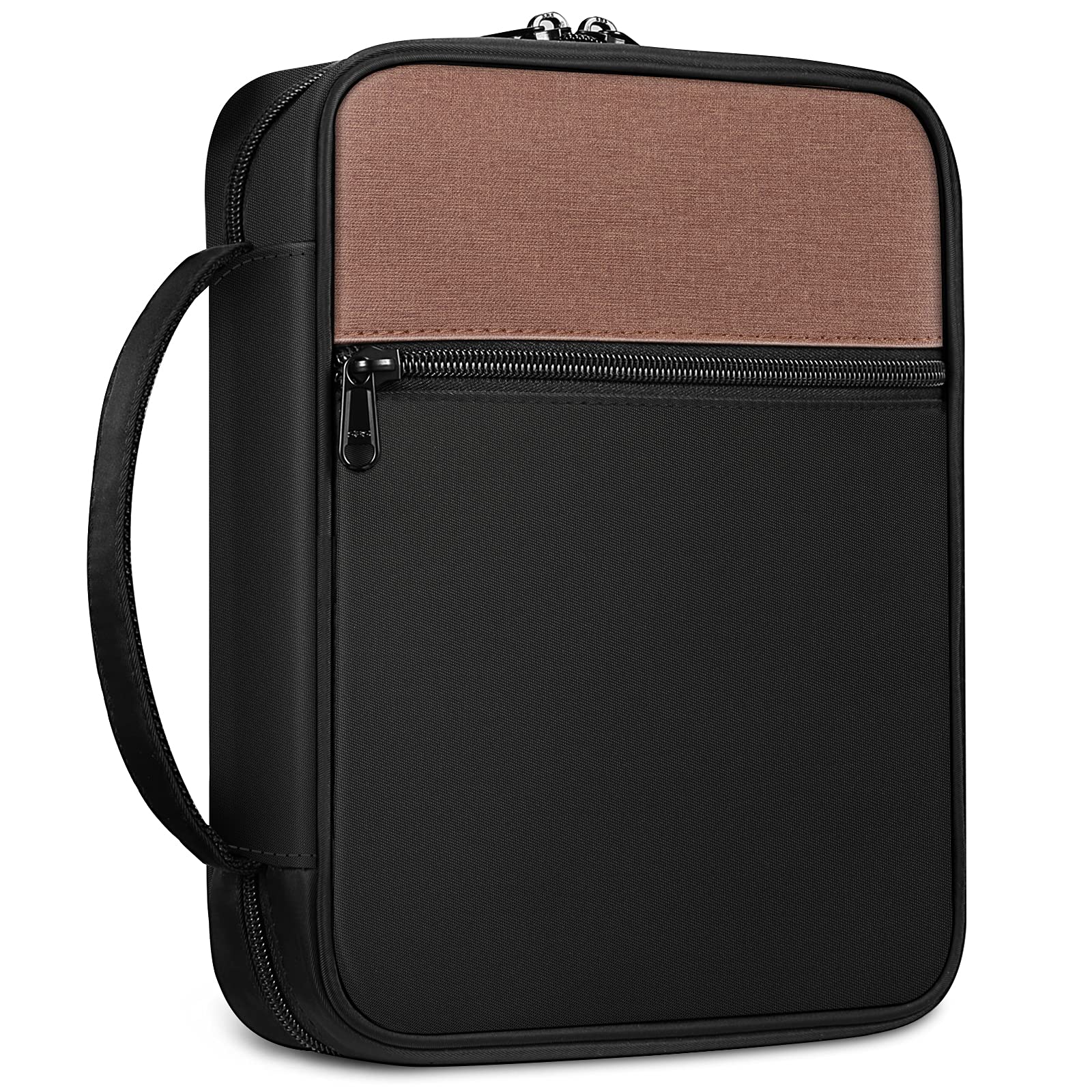 FINPAC Bible Cover, Slashproof Carrying Book Case Church Bag Bible Protective with Handle and Zippered Pocket for Standard Size Bible, for Mother Girls Women Men,