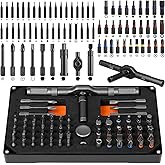 Ratchet Screwdriver Set, 74 in 1 Magnetic Screwdriver Set with Detachable Allen Wrench Ratchet T Handle, S2 Steel Bits, Portable Compact Repair Tool Kit for Furniture Computer Bicycle Eyeglass and DIY