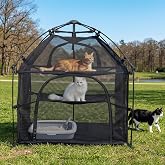 Catio Outdoor Cat Enclosure Pop up Cat Tower Tent(Square, L) | Cat Playpen w/Breathable Mesh Portable Catio Kitten Pet Animal Play Pen Indoor Enclosed Kitty Patio Balcony Camping