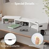BONTEC Dual Monitor Stand Riser Adjustable Length & Angle White view 6