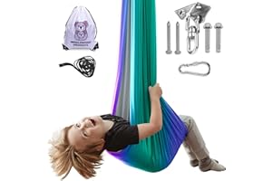 MINGLEWOOD PRODUCTS MINGLEWOOD Sensory Swing for Kids – Indoor Swing Set with 360° Swivel Hanger – Cozy & Calming Hammock for Autism, Anxiety, ADHD & Sensory Disorders