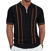PJ PAUL JONES Mens Knit Polo Shirts Short Sleeve Quarter Zip Golf Shirt Vintage Shirts for Men