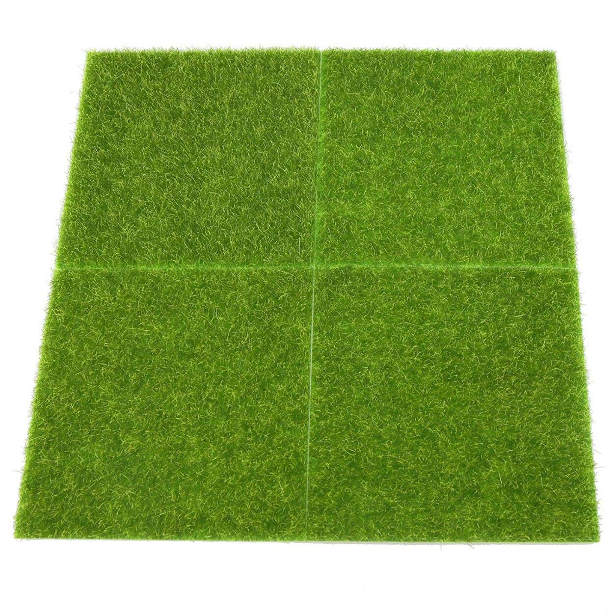 F Season 4pcs DIY Artificial Grass 15x15cm Artificial Lawn Miniature Garden Ornament Mushroom Moss Craft Jug Fairy DIY Dollhouse Garden