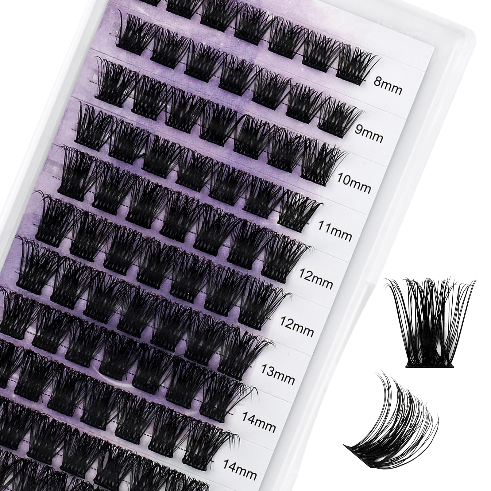 Individual Cluster Lashes D Curl 0.07mm 8-16mm Mix DIY Lash Extensions Wide Stem Individual Eyelashes Soft and Wispy Cluster Eyelash Extensions(XHFD-C3-0.07-D-816) — image 1