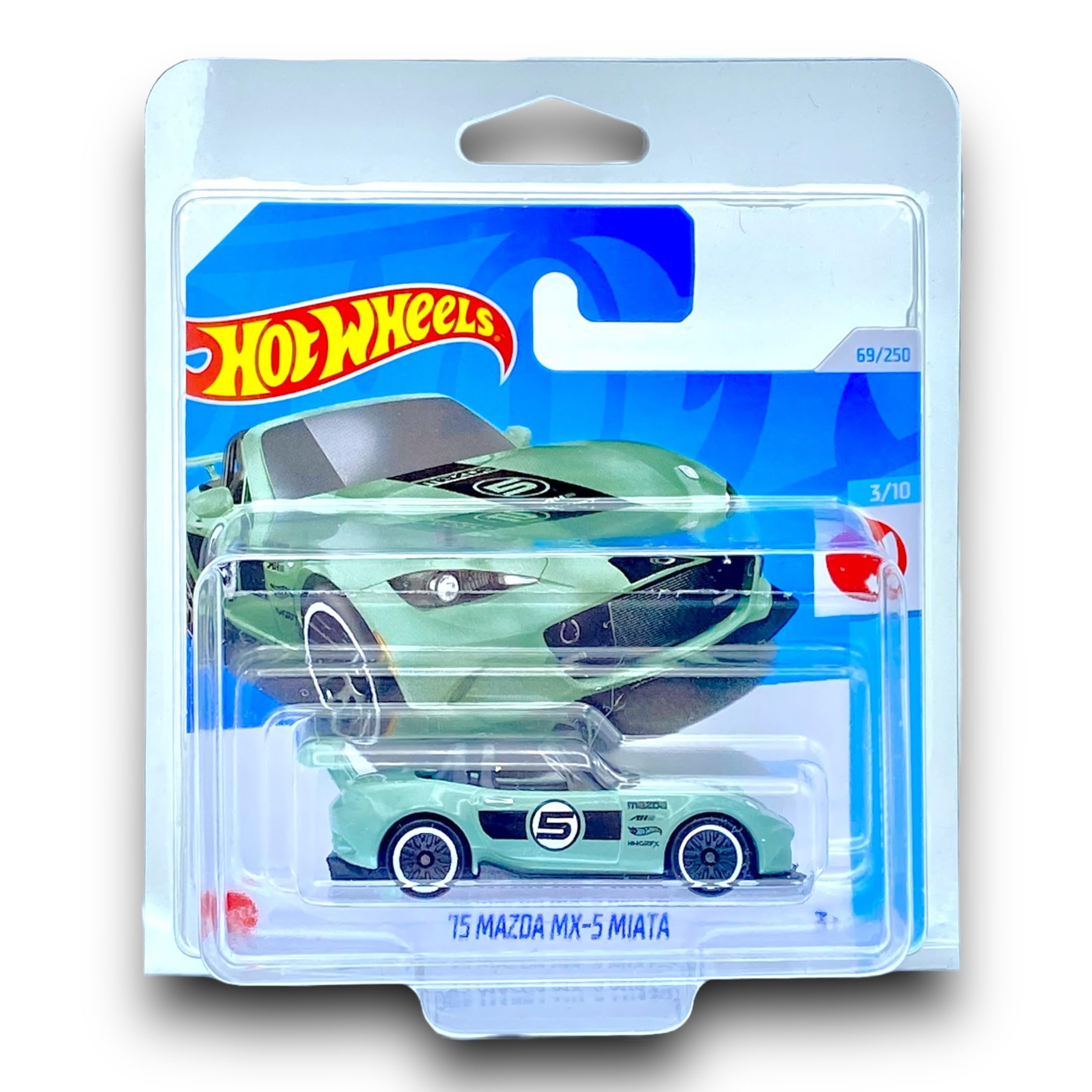 Hot Wheels '15 Mazda MX-5 Miata (Light Green & Black) 3/10 HW J-Imports - 2024-69/250 (Short Card) - includes a KLAS Car Keeper Protector Case - HTC42