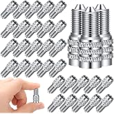 BBTO 32 Pcs Double Seal Valve Stem Caps Metal Flow Through Truck RV,Silver | High Pressure Tire Air Caps for Semi Truck Trailers, Inflate Without Removal, Prevent Dust Leaks, Commercial Fleet Use