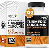 RENEW ACTIVES Turmeric Curcumin – Ultra Potent 95% Curcuminoids with BioPerine Black Pepper for Maximum Absorption – Supports