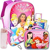 Color Shop Disney Princess Backpack and Lunch Box Set - School Supplies Bundle with Insulated Bag Plus Water Bottle, Stickers, More (Disney for Kids)