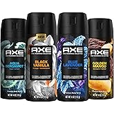 AXE Fine Fragrance Collection Premium Deodorant Body Spray for Men - Variety Pack - Blue Lavender, Aqua Bergamot, Golden Mango, & Black Vanilla - Pack of 4 72H Odor Protection, Aluminum Free, 4 oz