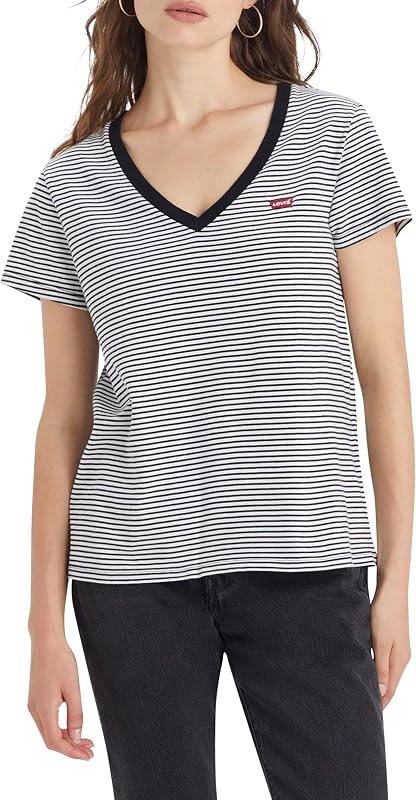 Perfect V-neck, T-shirt Donna, Annalise Stripe Cloud Dancer, S — foto 1 di 8