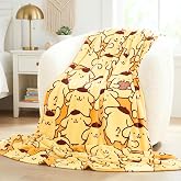 Sanrio Pompompurin Bedding Plush Blanket 90 in x 62 in &ndash; Soft Cozy Kawaii Throw for Couch, Bed &amp; Travel, Collectible Gift (Officially Licensed Product) by Franco Collectibles&reg;
