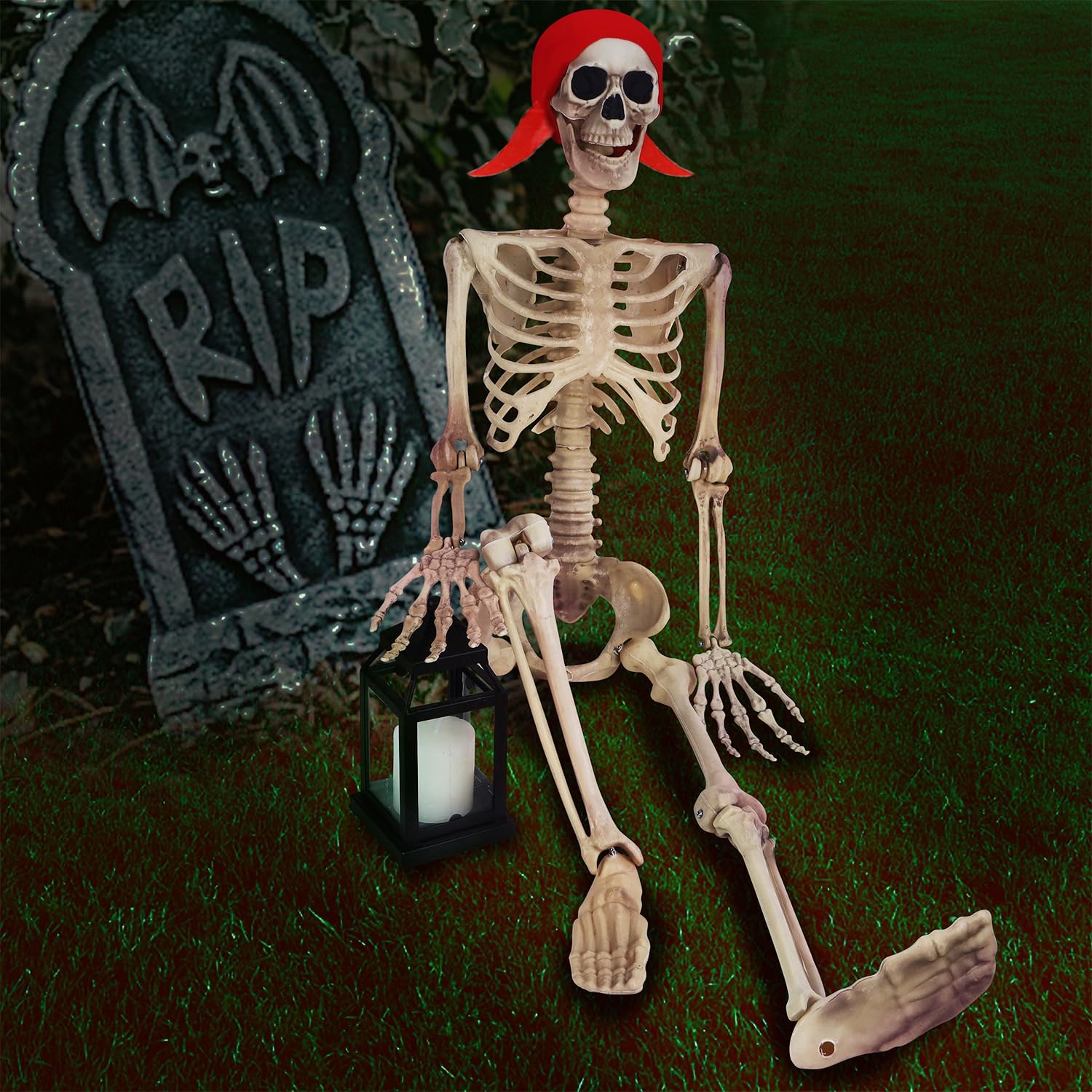 Photo 1 of yosager 3ft/90cm Halloween Skeleton, Full Body Skeleton, Life Size Human Bones Pose-N-Stay Realistic with Adjustable Joints, Pose Skeleton Prop, Haunted House Decor