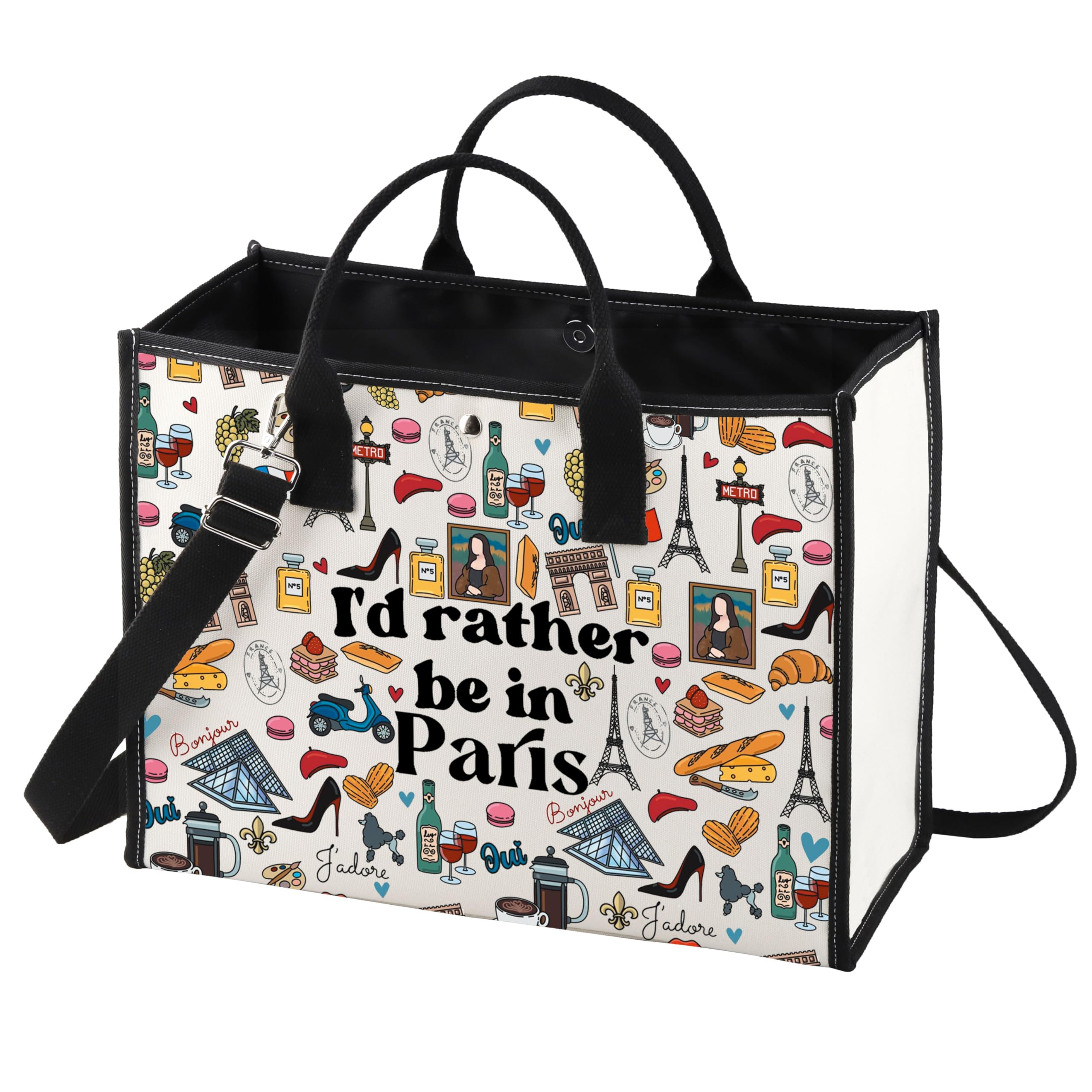 LEVLO Funny Eiffel Tower Cosmetic Make Up Bag France Paris Travelers Gifts I'd Rather Be in Paris Makeup Zipper Pouch Bag, Be in Paris LT