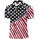 Mainfini Men's Short Sleeve Golf Shirts UPF 50+ Raglan Patriotic American Graphic Polo Shirt (S-3XL)