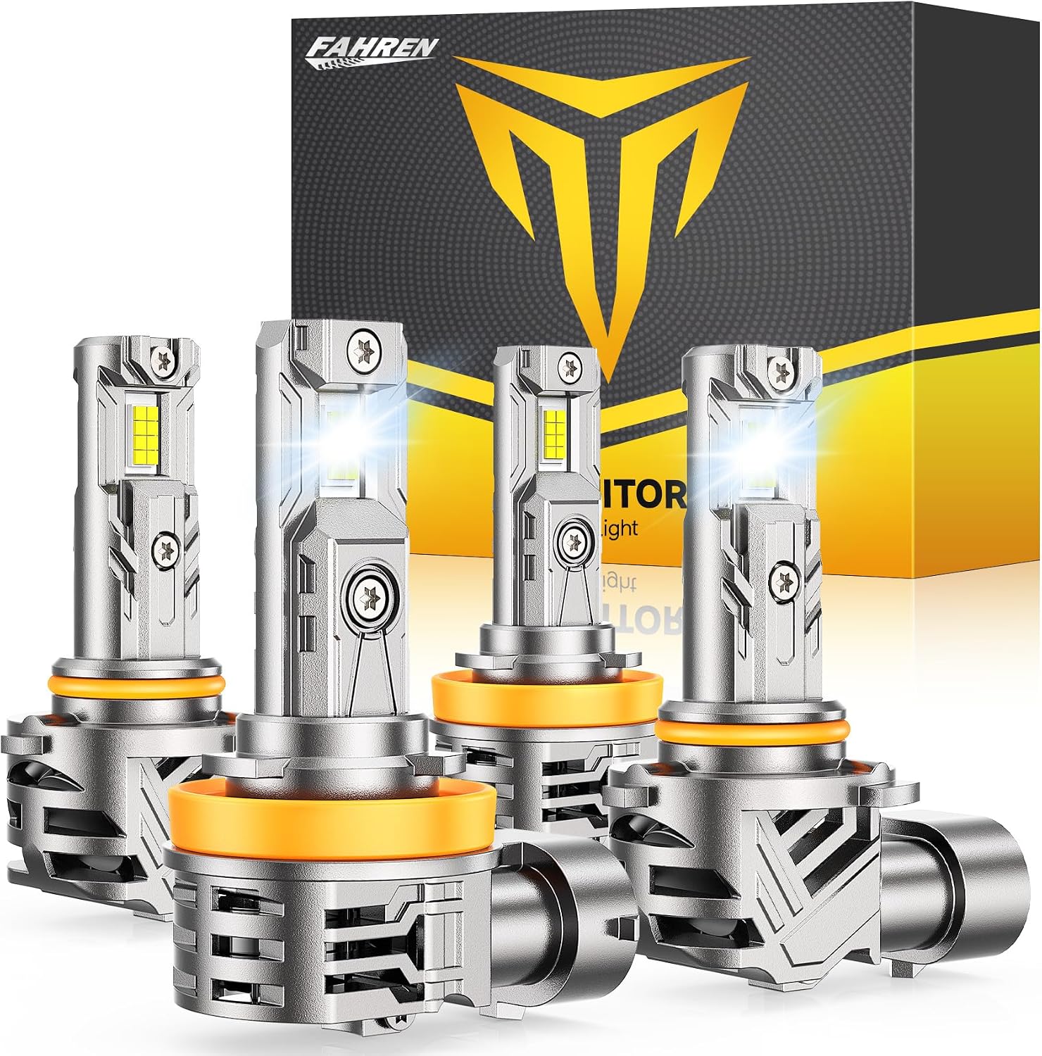 FAHREN H11 9005 Light bulbs combo, 120000LM 13X Super Bright H9 H8 HB3 off-Road Use or Fog light Bulbs, 6500k White Non-Polarity Plug and Play, Pack of 4