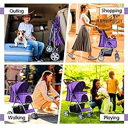 Azaeahom Pet Stroller 4 Wheels Dog Cat Stroller for