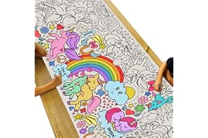 Tiny Expressions Unicorn Coloring Poster for Kids - Rolled, No Creases 30" x 72" Large Coloring Tablecoth for Unicorn-Themed Birthday Parties - Magical Party Decorations for Girls