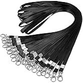 Bremorou 20Pcs Lanyards For Id Badges, Bulk Lanyard for ID Badges, Black Lanyard with Clip Swivel Hook, Durable Flat Neck Lanyards with Badge Clip for Teachers, Students and Professionals, Black