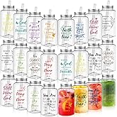 Romooa 24 Pcs Christian Gifts 17 oz Large Inspirational Bible Verse Cups with Lids Straws Plastic Religious Drinking Cups Reusable Acrylic Skinny Tumbler for Women Men Church Sunday School