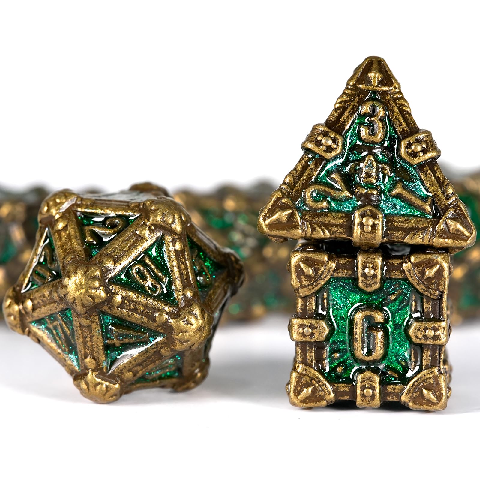 HKDZ Metal DND Dice 7pcs Role Playing d&d dice,Dice Set D20 D12 D10 D8 D6 D4,Metal dice for Pathfinder Warhammer MTG RPG Board Games — image 1