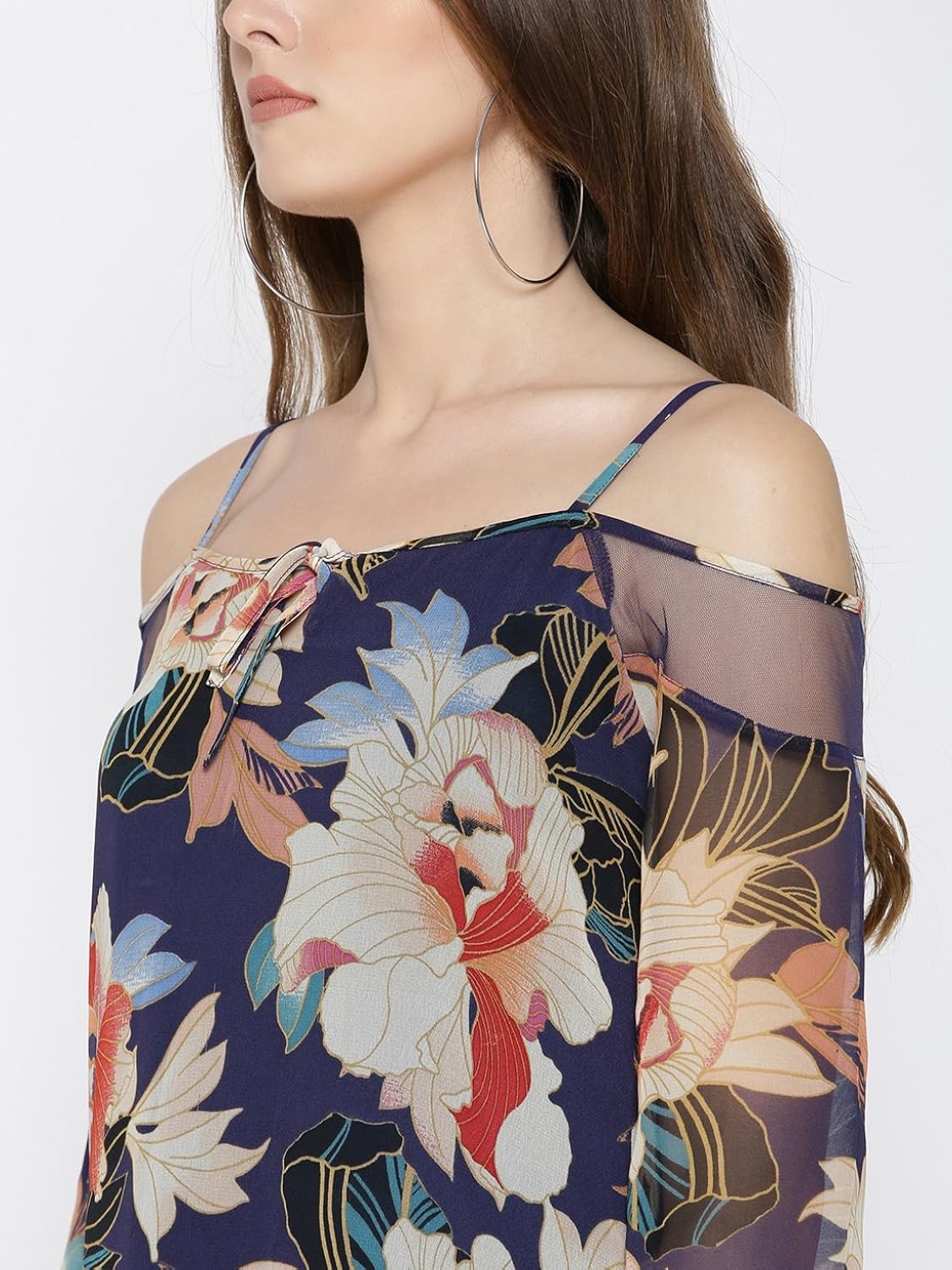 rare women blue printed bardot top (ep1671)