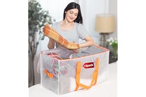 SOFTKISS Clear Moving Bags - 9 pack Extra Large Heavy Duty Waterproof Clear Storage Bags,Backpack Straps for Packing or Travel,Oversized Foldable Moving Totes for Clothes,Alternative To Moving Box