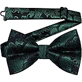 GUSLESON Bow Ties for Men Pre-tied Adjustable Paisley Bowties for Wedding Business Party