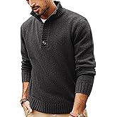 PJ PAUL JONES Mens Pullover Sweaters Quarter Button Sweater Stand Collar Knit Pullovers