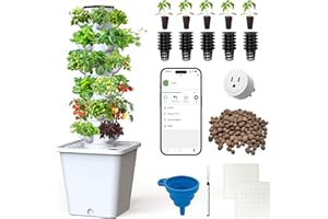 sjzxuv Vertical Hydroponics Growing System Kit, Indoor Outdoor Gardening System Kits, Herb & Fruits Growing Tower, 6 Layer 30 Pods