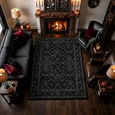ERYATOU 5x7 Area Rug for Living Room, Gothic Black Spider Web Rug, Machine Washable Non-Slip Low Pile Faux Cashmere Carpet for Bedroom, Dining Room, Teen Room Decor