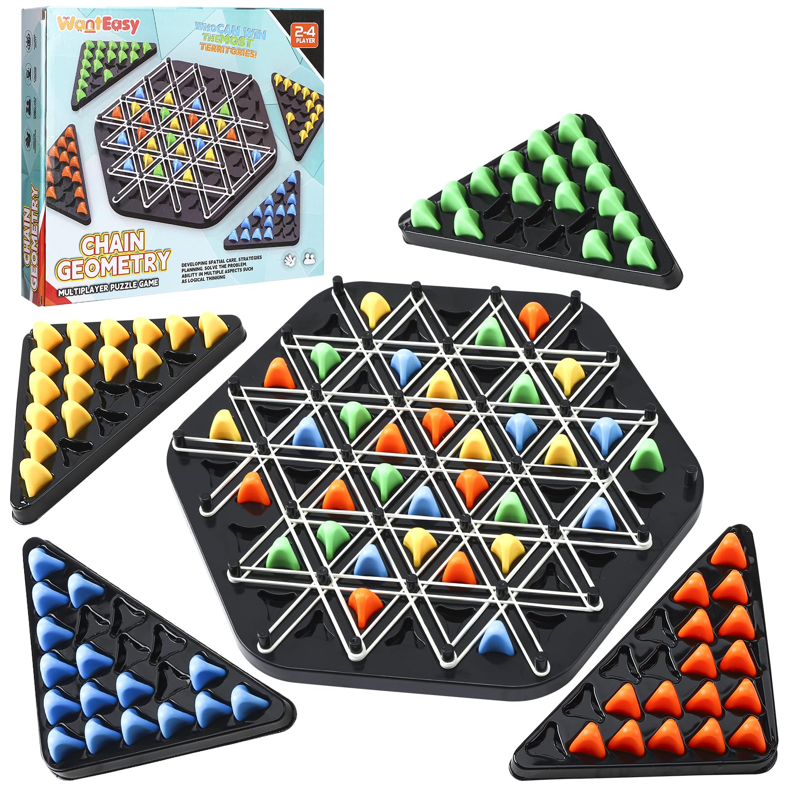 Chain Triangle Game, Funny Kids Strategy Game, Triggle Board Game Interactive Peg Game Educational Brain Teaser Strategy Puzzle Toy for Adults and Kids