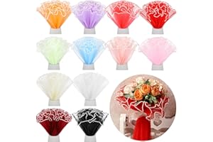 Gilprop 12 Pcs Flower Wrapping Mesh Paper, 11 Inch x 4 Yard Wavy Pearl Edge Wrinkled Flower Bouquet Packaging Mesh Florist Supplies for Teacher Christmas Mother's Day Gifts (Assorted Colors)