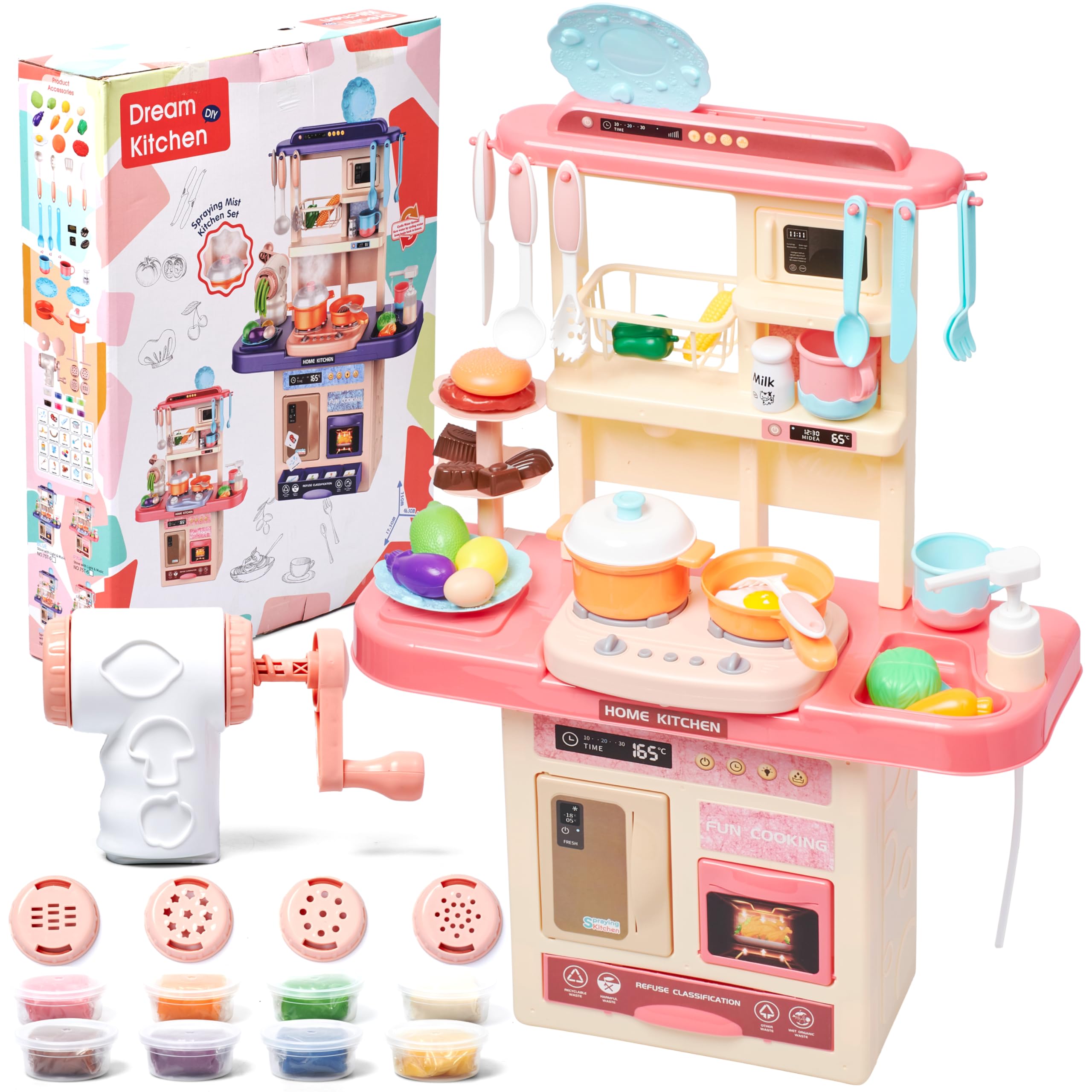 Photo 1 of (SOLD FOR PARTS)Prextex Plastic Pretend Play Kitchen Set - Multi-Color Kitchen Playset with Dishwasher and Oven - Stove with Lights and Sounds - Working Faucet with Water Circulation
