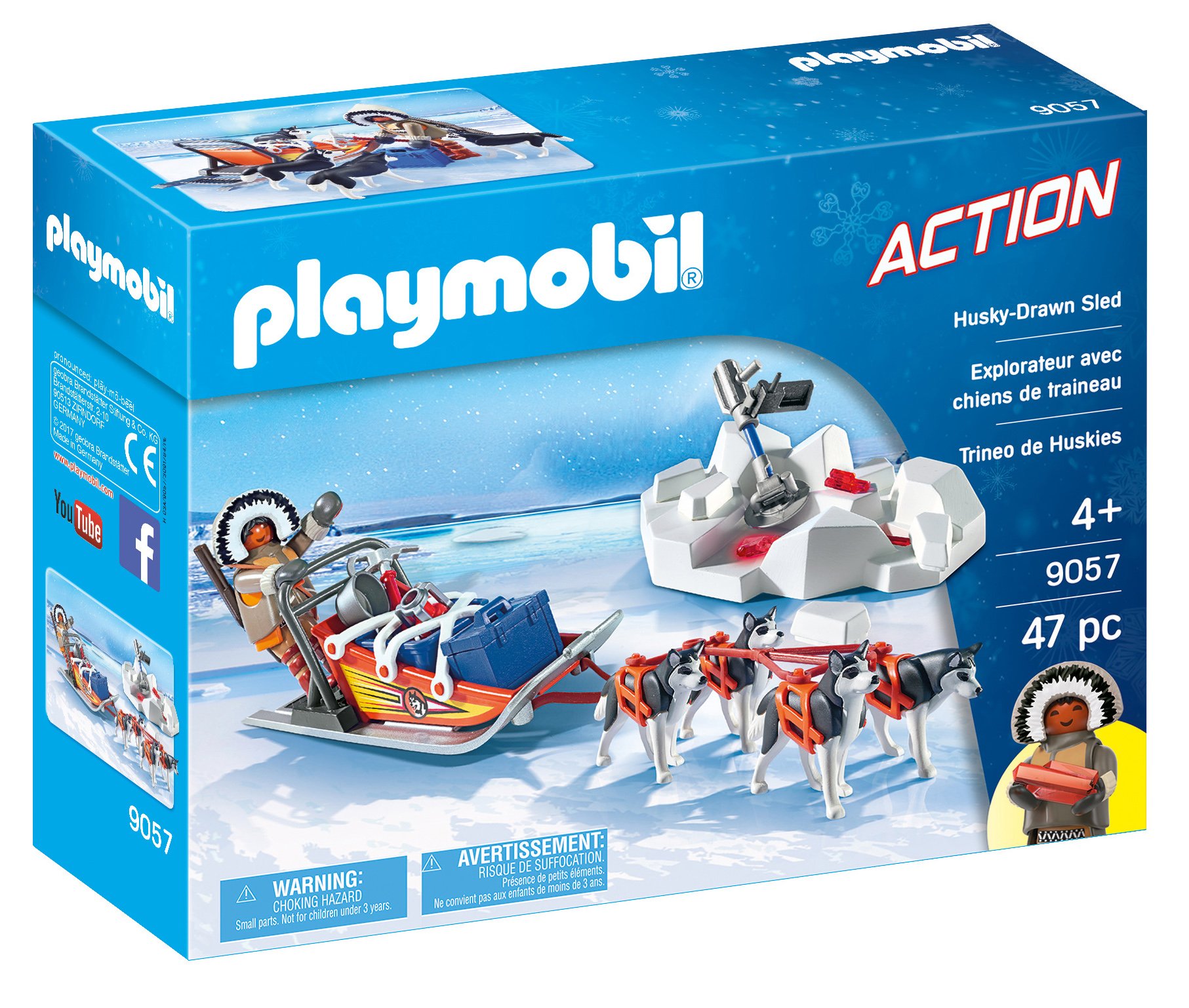 PlayMOBIL 9057 Husky-Drawn Sled, Fun Imaginative Role-Play, PlaySets Suitable for Children Ages 4+