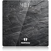 Healthkeep Digital Bathroom Scale, High Precision, with Step-On Technology, LED Display, Slim Design, Max. 180 kg/400 lb, Marbled Gray