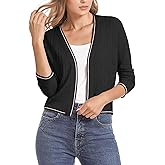 Urban CoCo Women's Cropped Cardigan Sweaters 3/4 Sleeve Lightweight Knit Sweater Shrug