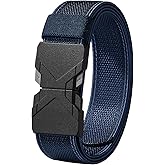 LionVII Elastic Men Belt, Stretch Belts with Quick Release Buckle Fit Through Belt Loops, Adjustable Trim to Fit 28-48" Waist