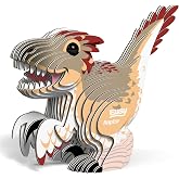 EUGY Raptor 3D Puzzle, 29 Piece Paper Craft Kit for Kids 6+ | Screen Free Build, Finishes In About 30 Minutes, Pre Cut Parts, No Scissors Needed, Fun Facts Card, Stands As Shelf Decor