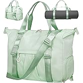 ERTUNA Gym Bag with Yoga Mat Holders, Carry On for Pilates Women & Men with Laptop & Shoe Compartment Large Duffle Travel Weekender Tote with Key Ring Clip Personal Item Workout, Easy to Clean - Green