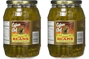 Cajun Chef Louisiana Spicy Green Beans - 32 oz (Pack of 2) - Bold Cajun Flavor - Perfect for Hors d'Ouevres, Cocktail Parties, as a Salad Garnish, Bloody Marys and More - Versatile and Delicious