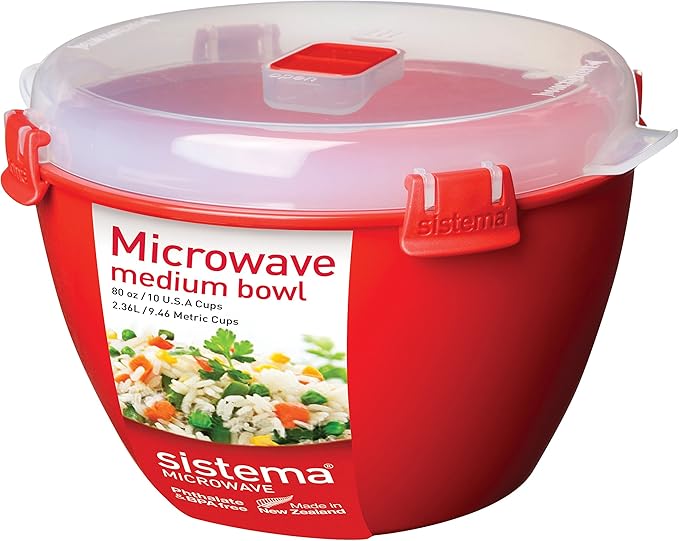 Sistema Microwave Cookware Bowl, 10 Cup, Assorted Colors
