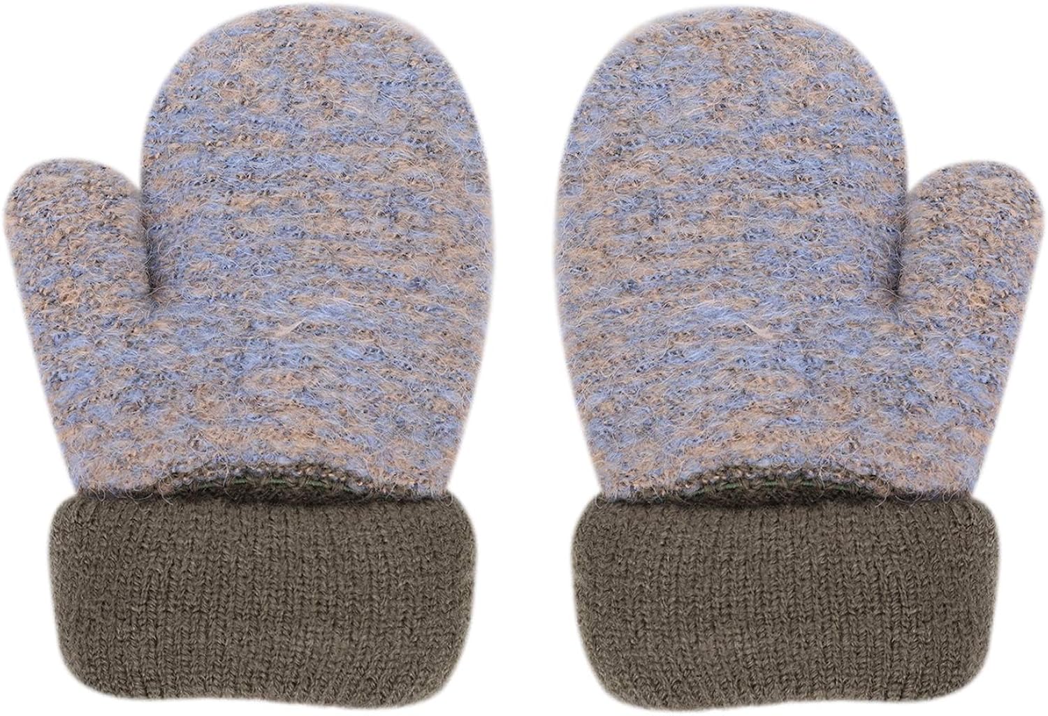 Baby Mittens With String Kids Toddler Winter Warm Knitted Gloves Cute Bear Cashmere Woolen Gloves Hanging Neck Gloves Skiing Gloves Mittens Thicken Fleece Lined For 0-3 Years Old - Image 4