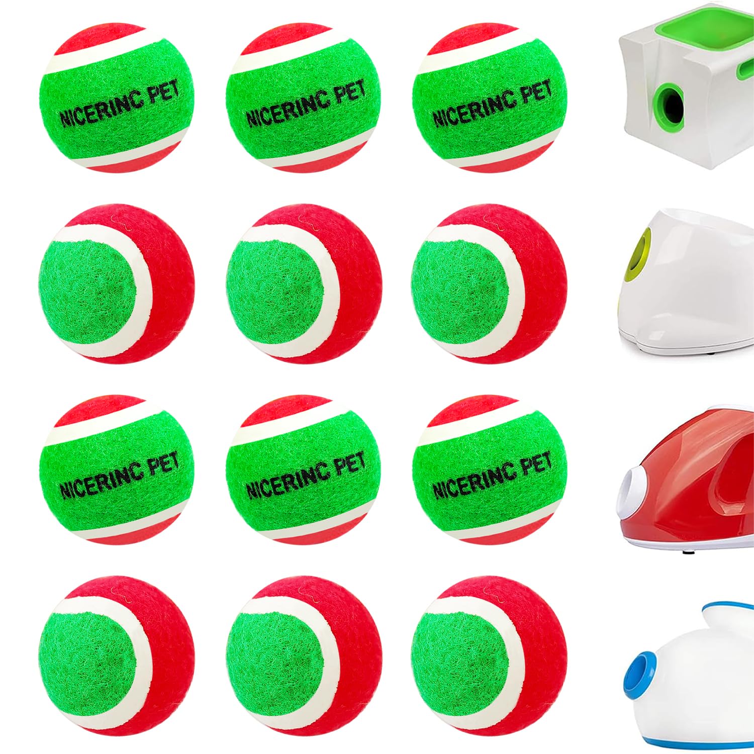NICERINC PET X-Small Dog Tennis Balls Dog Toys Ball 1.5" Pack of 12, Fit Ball Launchers,Christmas Dog Toys