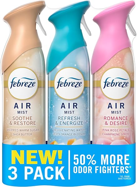 Febreze Air Mist, Air Freshener, Odor Fighting Room Spray, Deodorizer for Home Bathroom Kitchen Office Apartment, Soothe & Re