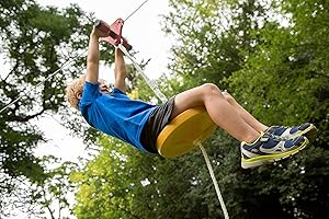 Happybuy 80/100ft Zip Line Kit Kids Adult Zip Line Trolley Slackers Zip Lines with Seat and Handle Heart Shaped Trolley for B