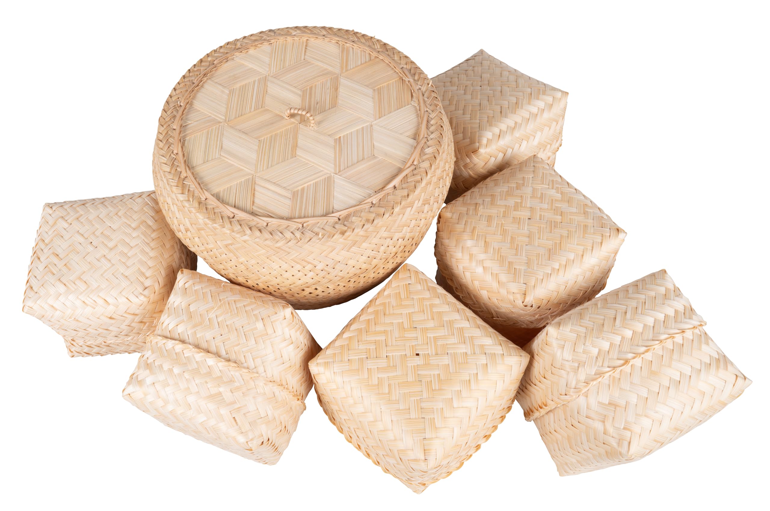 CCcollections Sticky Rice Bamboo Baskets | Traditional Handmade Sticky Rice Basket | Premium Bamboo Rice Steamer for Home & Restaurant