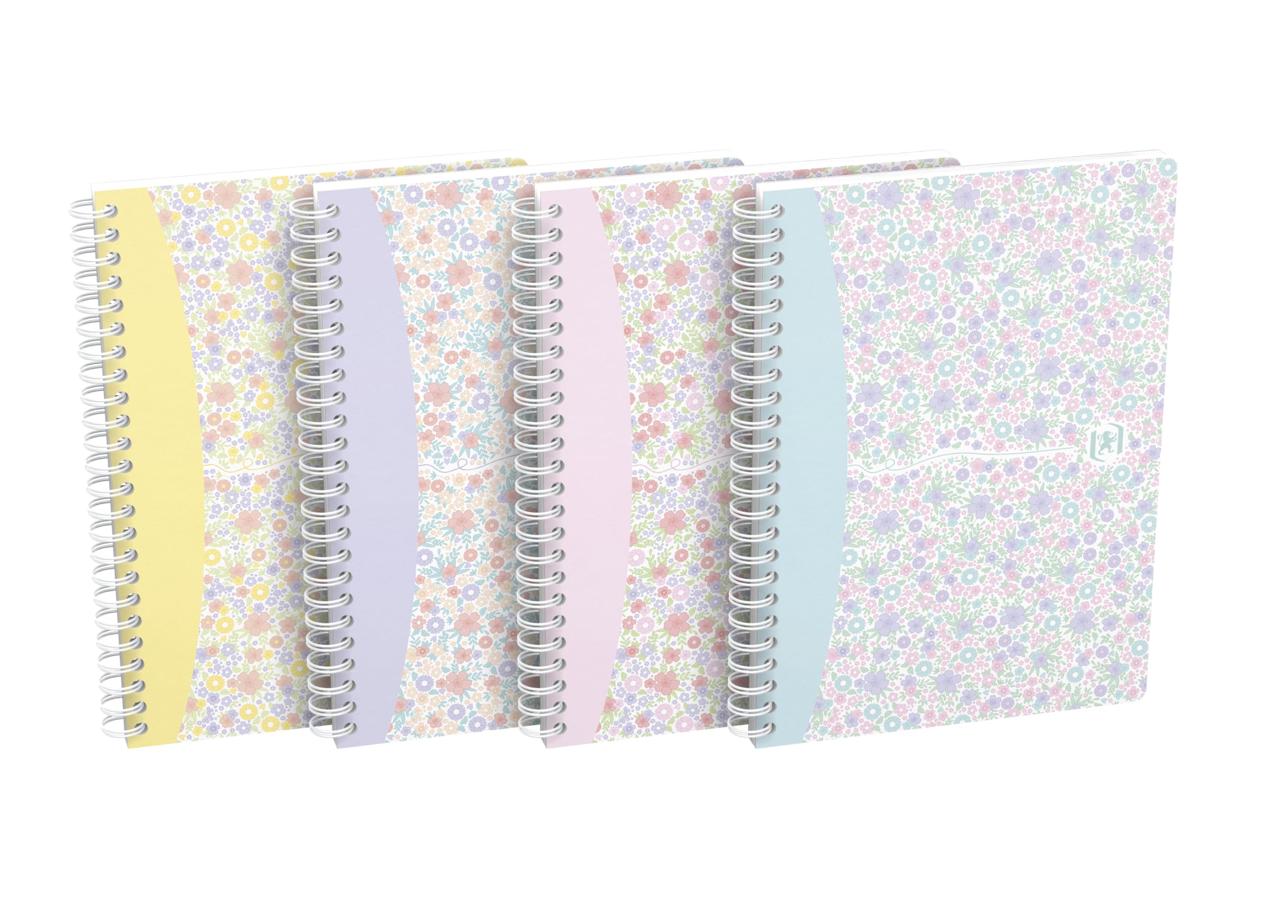 Oxford, A5 hardcover, Double Spiral Ring Notebook, Diary, Pack of 5, Lined, White, 120 Pages, 3 Designs, Assorted, Gift idea, Floral Meadow, 400094953