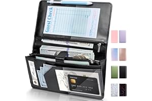 Forvencer Server Book High Volume, Expandable Waitress Book with 2 Zipper & Magnetic Pocket,5"×9", Server Books for Waitresses, Waitress Accessories, Fits Guest Checkbook, Waitress Apron (Black)