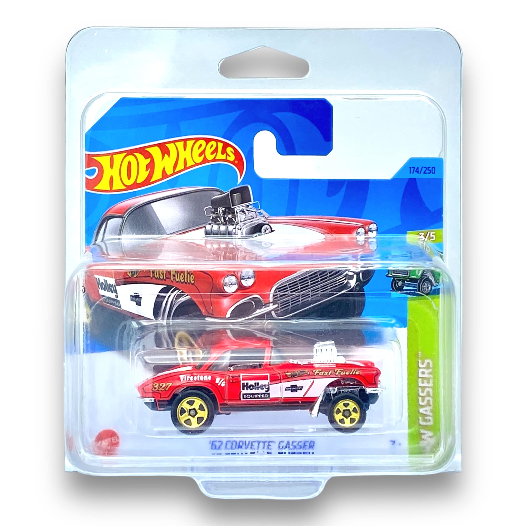 Hot Wheels '62 Corvette Gasser (Red) 3/5 HW Gassers - 2023-174/250(Short Card) - COMES IN A KLAS CAR KEEPER PROTECTIVE COLLECTORS CASE - HKH64